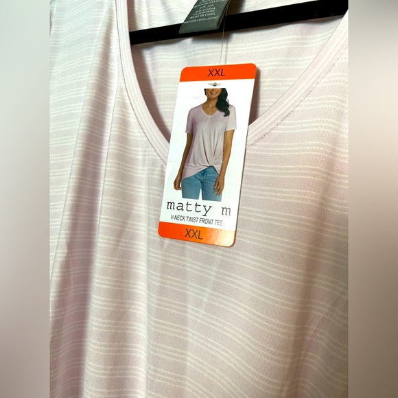 MATTY M PETAL PINK V-NECK SHORT SLEEVE TWIST FRONT TOP PLUS SIZE XXL 🌟NWT🌟 - Picture 6 of 15